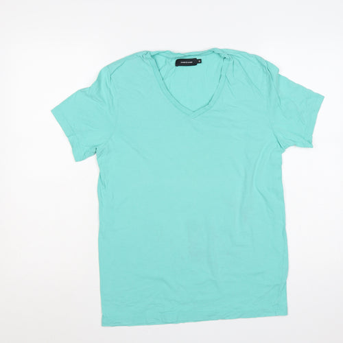 Samsøe Samsøe Mens Green M Cotton V-Neck Short Sleeve T-Shirt