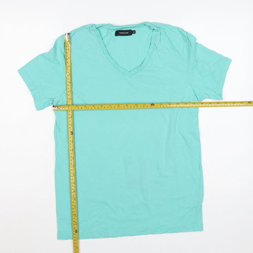 Samsøe Samsøe Mens Green M Cotton V-Neck Short Sleeve T-Shirt