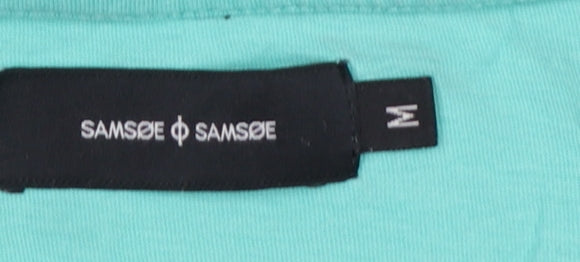 Samsøe Samsøe Mens Green M Cotton V-Neck Short Sleeve T-Shirt