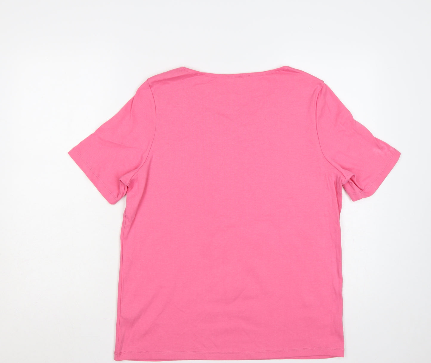 Marks and Spencer Women's Pink UK 16 Jersey Floral Embroidered Top