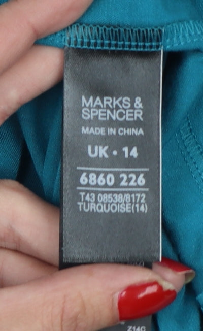 Marks and Spencer Women’s Blue UK 14 Jersey Sequin Scoop Neck T-Shirt