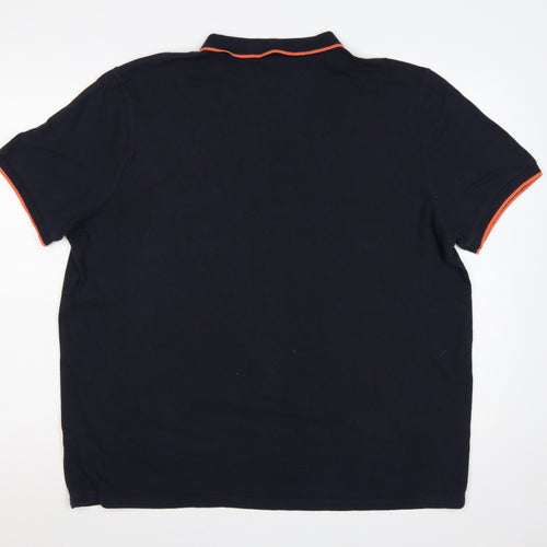Very Men’s Navy Blue XL Short Sleeve 1/4 Zip Polo Orange Trim