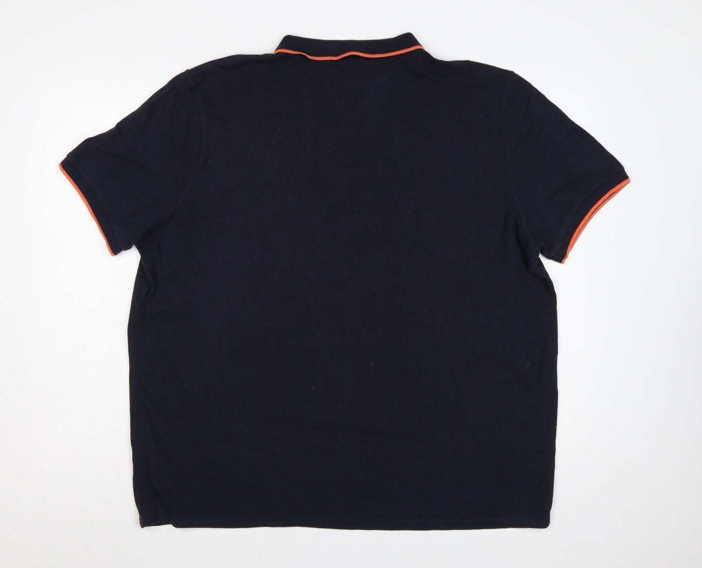 Very Men’s Navy Blue XL Short Sleeve 1/4 Zip Polo Orange Trim