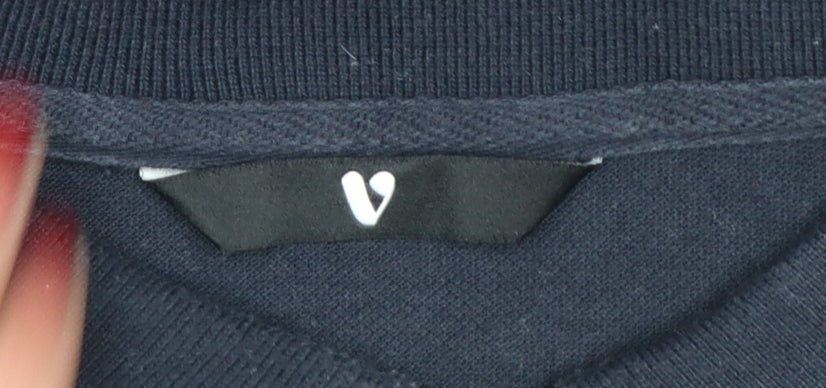 Very Men’s Navy Blue XL Short Sleeve 1/4 Zip Polo Orange Trim