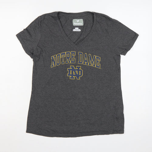 Fanatics Women Grey M Notre Dame V-Neck Short Sleeve Jersey T-Shirt