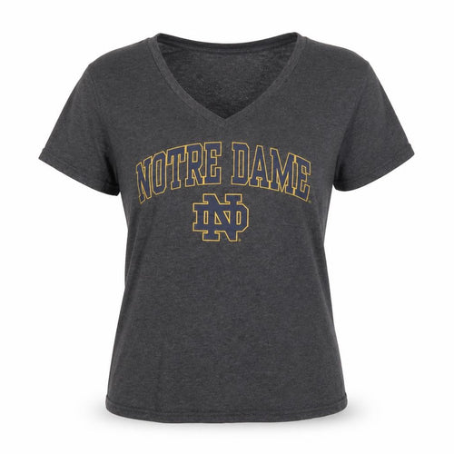 Fanatics Women Grey M Notre Dame V-Neck Short Sleeve Jersey T-Shirt