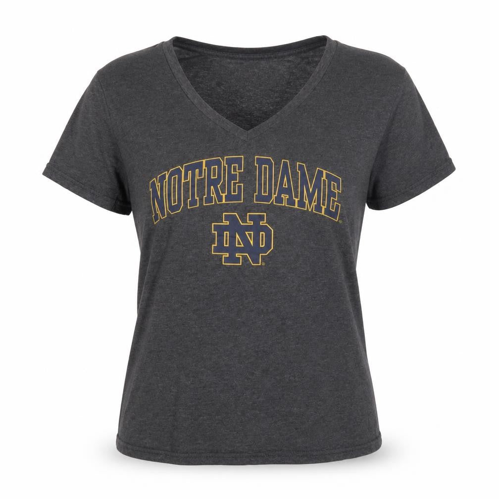 Fanatics Women Grey M Notre Dame V-Neck Short Sleeve Jersey T-Shirt