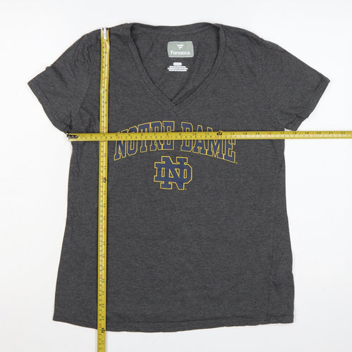 Fanatics Women Grey M Notre Dame V-Neck Short Sleeve Jersey T-Shirt