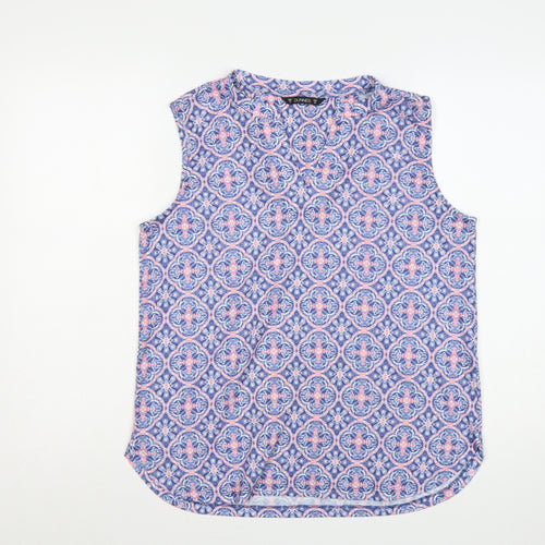 Dunnes Stores Women’s Blue Pink Geometric Sleeveless Tank Top UK 14