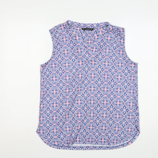 Dunnes Stores Women’s Blue Pink Geometric Sleeveless Tank Top UK 14