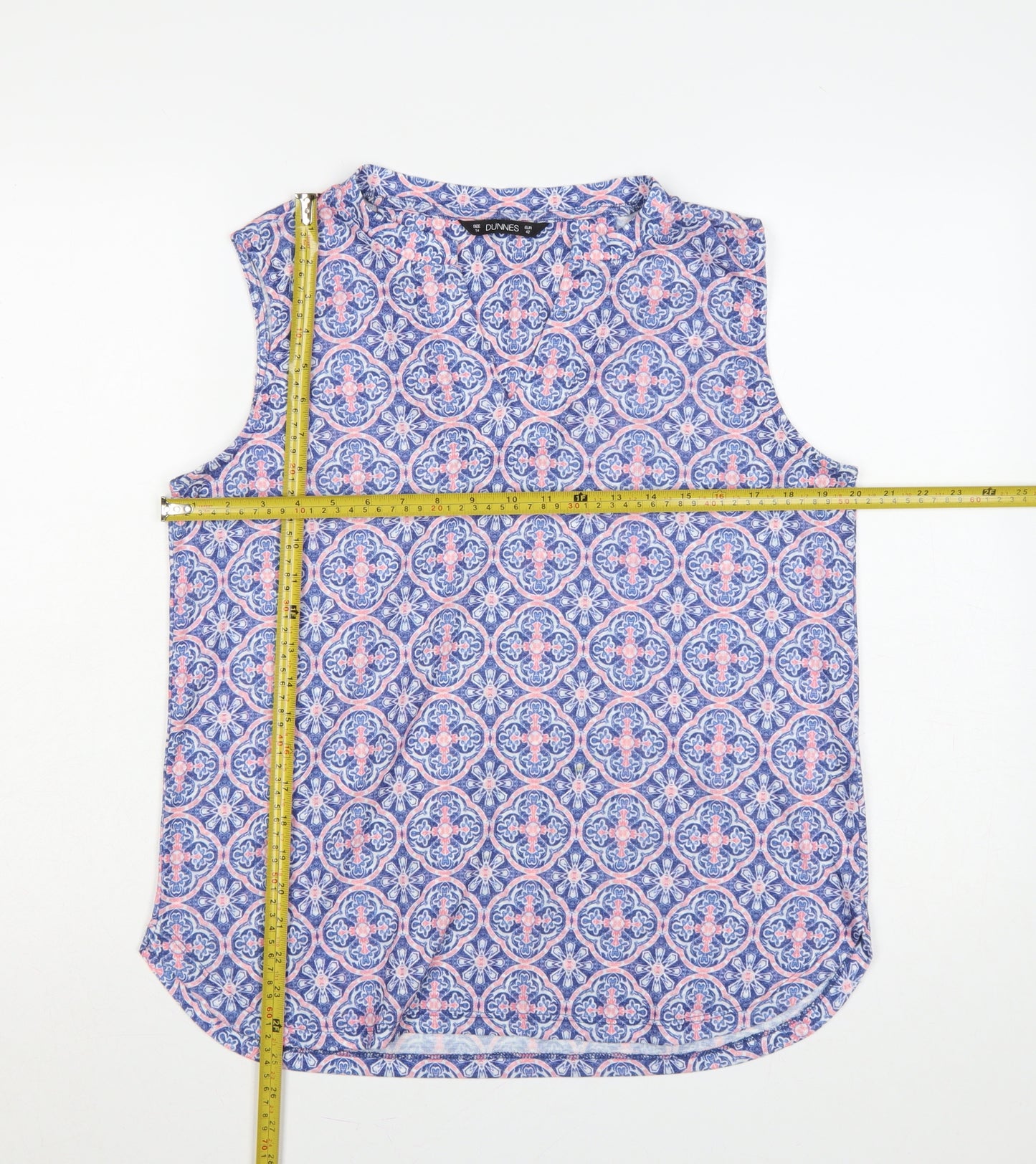 Dunnes Stores Women’s Blue Pink Geometric Sleeveless Tank Top UK 14