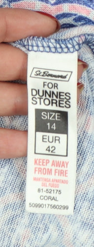Dunnes Stores Women’s Blue Pink Geometric Sleeveless Tank Top UK 14