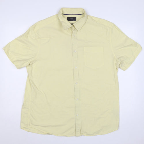 Marks and Spencer Men Yellow XL Oxford Button-Down Short Sleeve Shirt