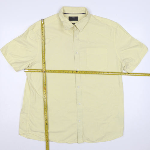Marks and Spencer Men Yellow XL Oxford Button-Down Short Sleeve Shirt