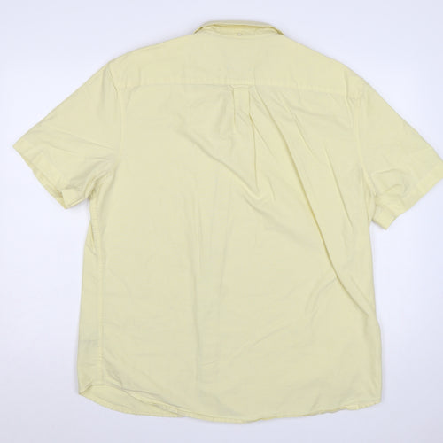 Marks and Spencer Men Yellow XL Oxford Button-Down Short Sleeve Shirt