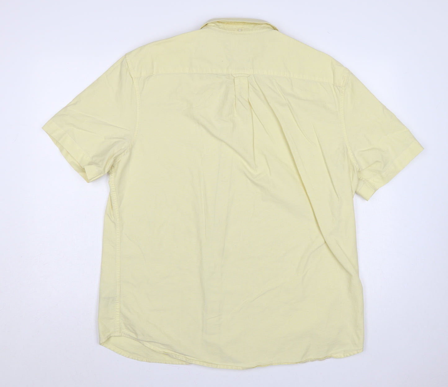 Marks and Spencer Men Yellow XL Oxford Button-Down Short Sleeve Shirt