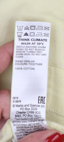 Marks and Spencer Men Yellow XL Oxford Button-Down Short Sleeve Shirt