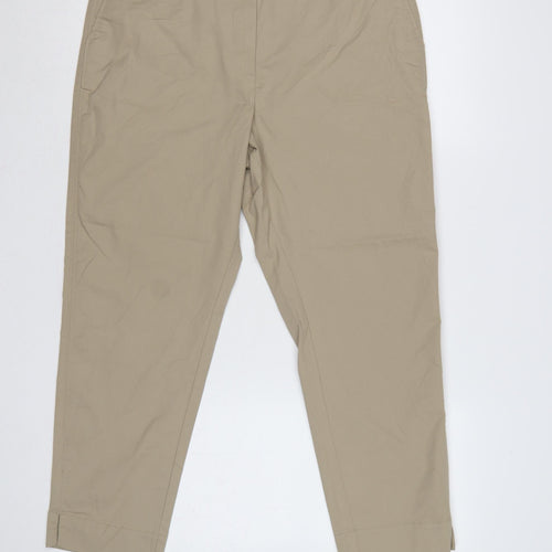 Marks & Spencer Women's Beige UK 14 Short Chino Tapered Trousers