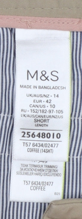 Marks & Spencer Women's Beige UK 14 Short Chino Tapered Trousers