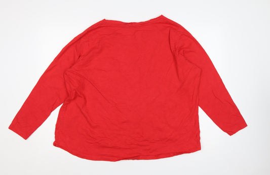 Capsule Women Red UK 24 3/4 Sleeve Round Neck Jersey T-Shirt