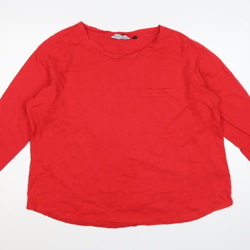 Capsule Women Red UK 24 3/4 Sleeve Round Neck Jersey T-Shirt