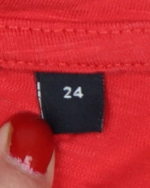 Capsule Women Red UK 24 3/4 Sleeve Round Neck Jersey T-Shirt