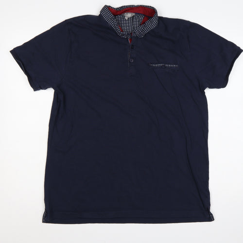 Fluid Men’s Blue 2XL Cotton Short Sleeve Button-Down Polo Shirt