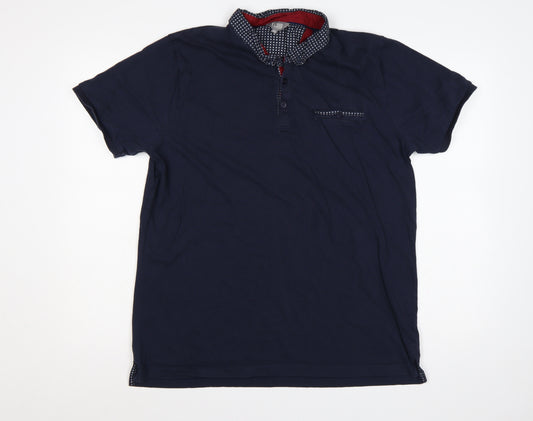 Fluid Men’s Blue 2XL Cotton Short Sleeve Button-Down Polo Shirt