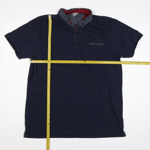Fluid Men’s Blue 2XL Cotton Short Sleeve Button-Down Polo Shirt