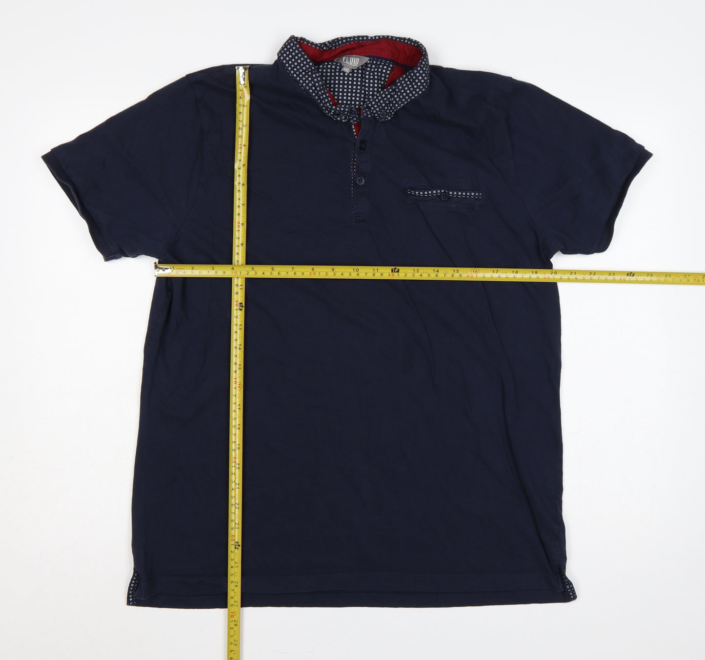 Fluid Men’s Blue 2XL Cotton Short Sleeve Button-Down Polo Shirt