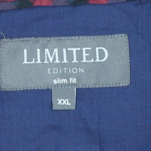 Marks and Spencer Men's Red Blue Check Slim Fit Shirt 2XL