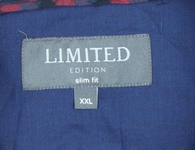 Marks and Spencer Men's Red Blue Check Slim Fit Shirt 2XL