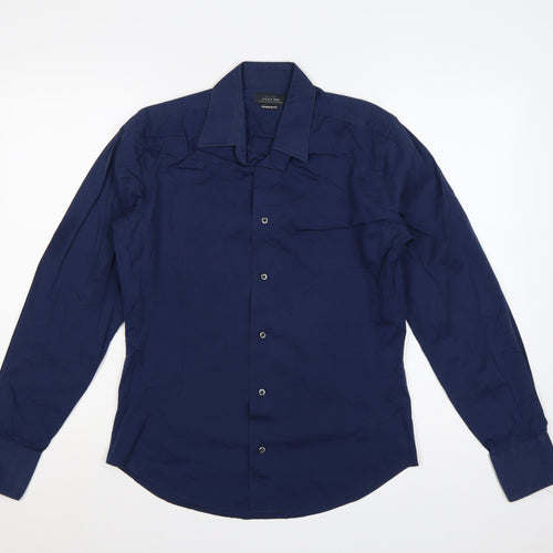 Zara Man Blue M Extra-Slim Fit Long Sleeve Button-Up Shirt