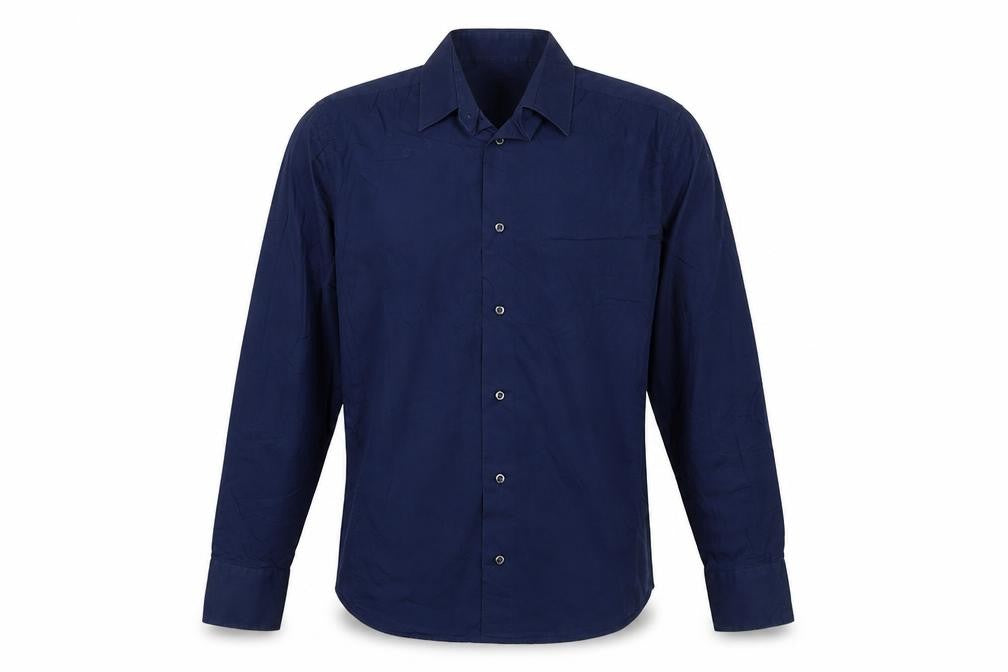 Front view of Zara Man Blue M Extra-Slim Fit Long Sleeve Button-Up Shirt