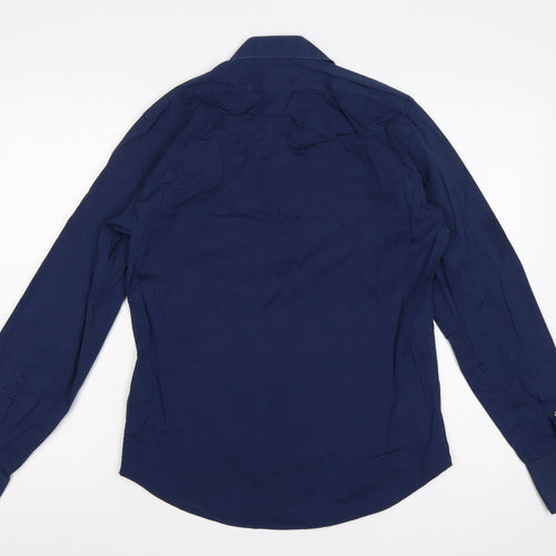 Zara Man Blue M Extra-Slim Fit Long Sleeve Button-Up Shirt