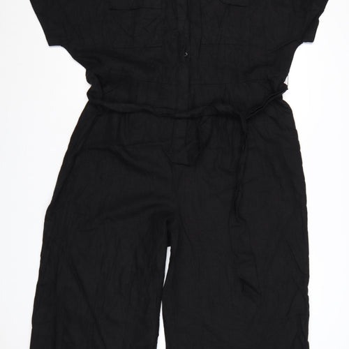 Marks and Spencer Women’s Black Size 20 Linen Blend Utility Jumpsuit Belted