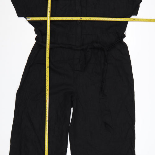Marks and Spencer Women’s Black Size 20 Linen Blend Utility Jumpsuit Belted