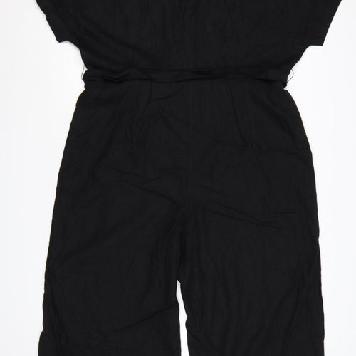 Marks and Spencer Women’s Black Size 20 Linen Blend Utility Jumpsuit Belted