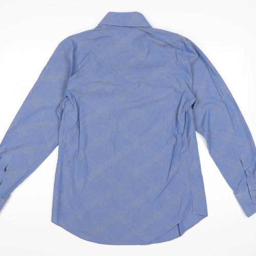 Armani Jeans Men's Blue M Cotton Check Button-Down Long Sleeve Shirt