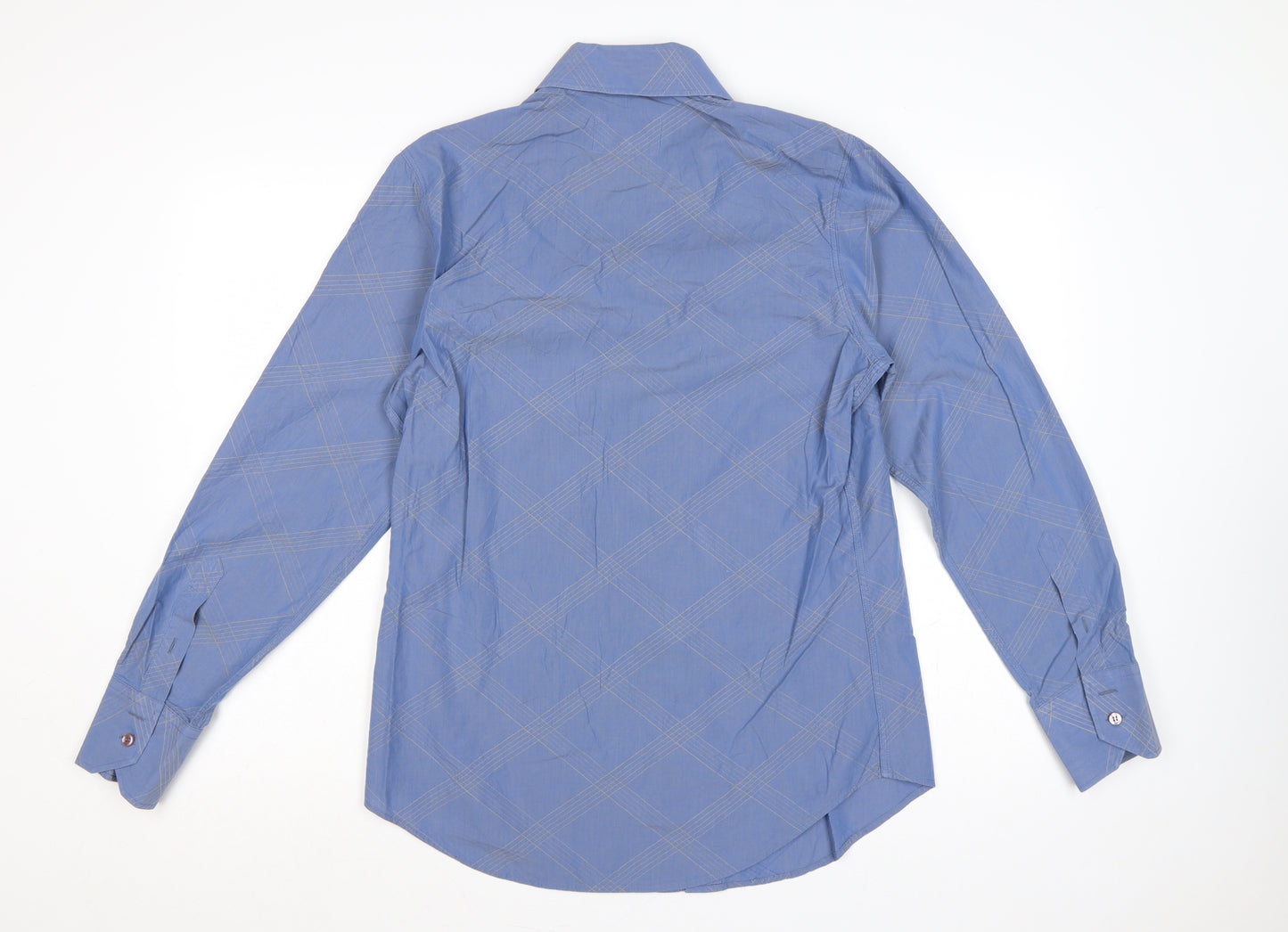 Armani Jeans Men's Blue M Cotton Check Button-Down Long Sleeve Shirt