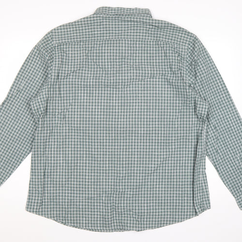Red Herring Men’s Green Check Cotton Button-Down Shirt 2XL Long Sleeve