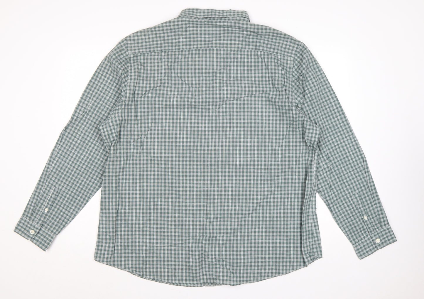 Red Herring Men’s Green Check Cotton Button-Down Shirt 2XL Long Sleeve