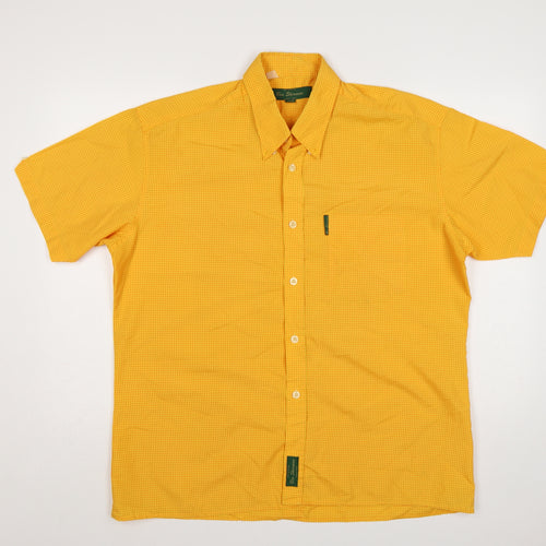 Ben Sherman Men’s Yellow Check Slim Fit XL Short Sleeve Shirt