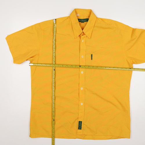 Ben Sherman Men’s Yellow Check Slim Fit XL Short Sleeve Shirt