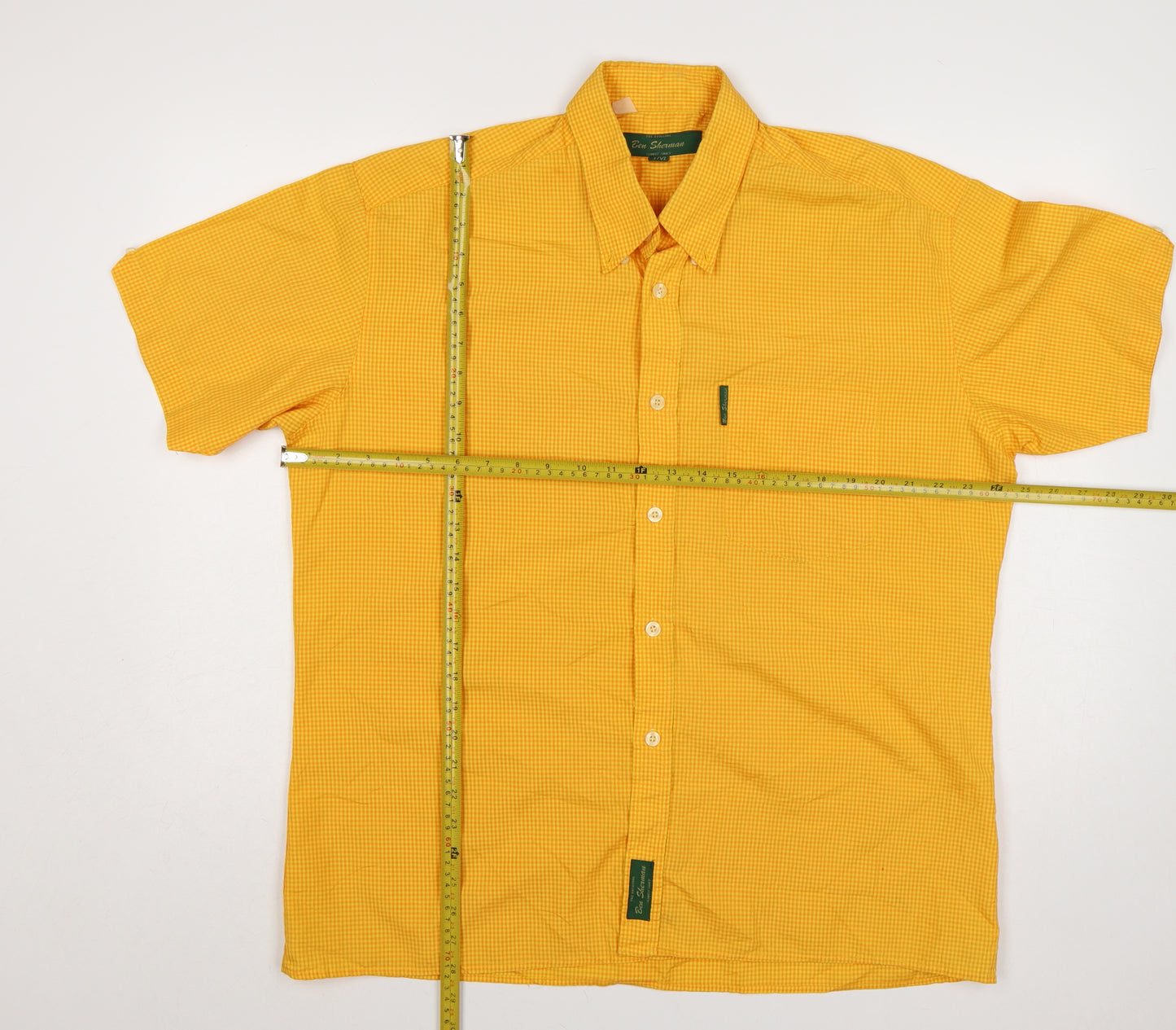 Ben Sherman Men’s Yellow Check Slim Fit XL Short Sleeve Shirt