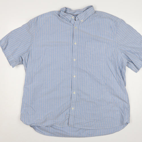 M&S Men’s Blue Striped 3XL Regular Laundered Oxford Shirt