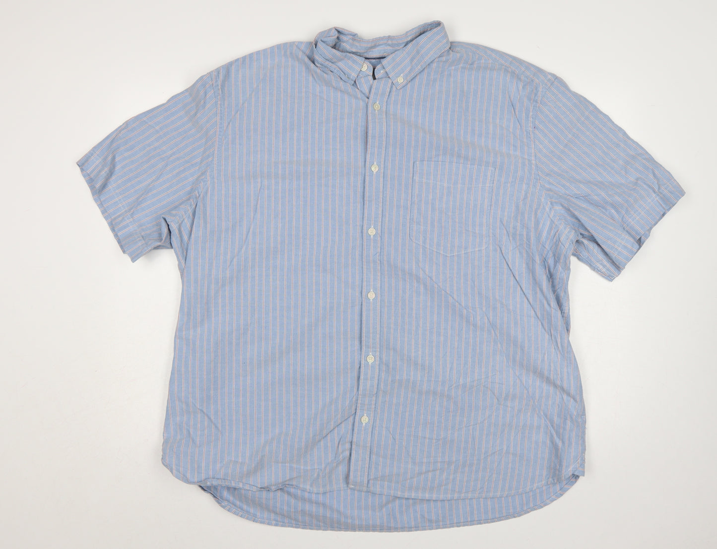 M&S Men’s Blue Striped 3XL Regular Laundered Oxford Shirt