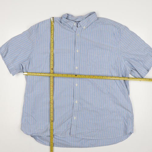 M&S Men’s Blue Striped 3XL Regular Laundered Oxford Shirt