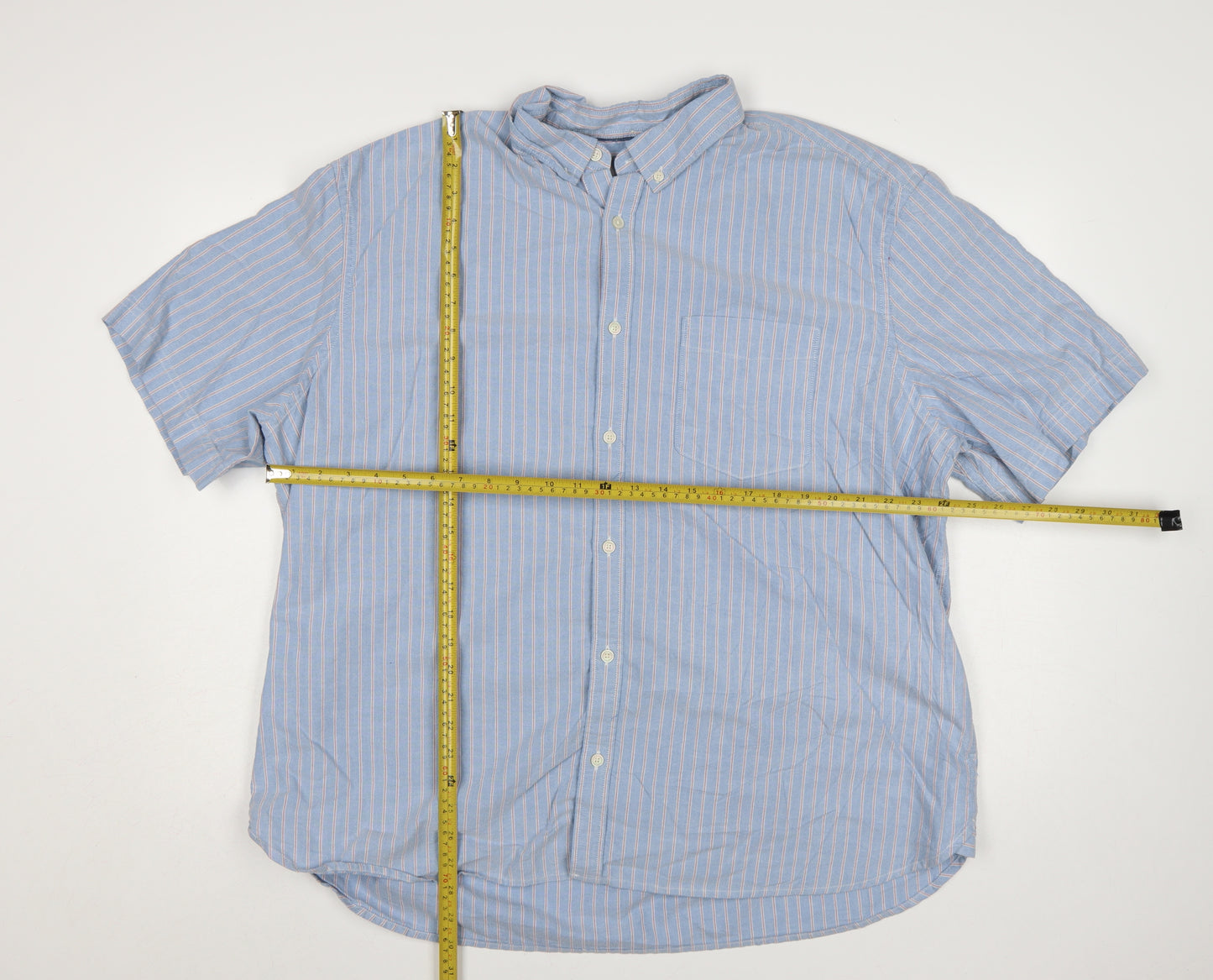 M&S Men’s Blue Striped 3XL Regular Laundered Oxford Shirt