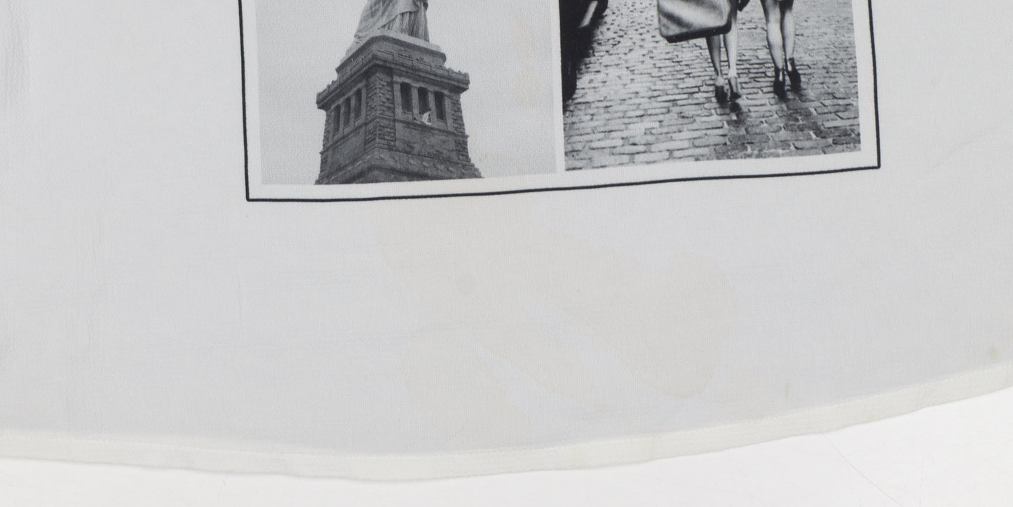 Dunnes Women White Grey NYC Rhinestone Basic Tank Top UK 10